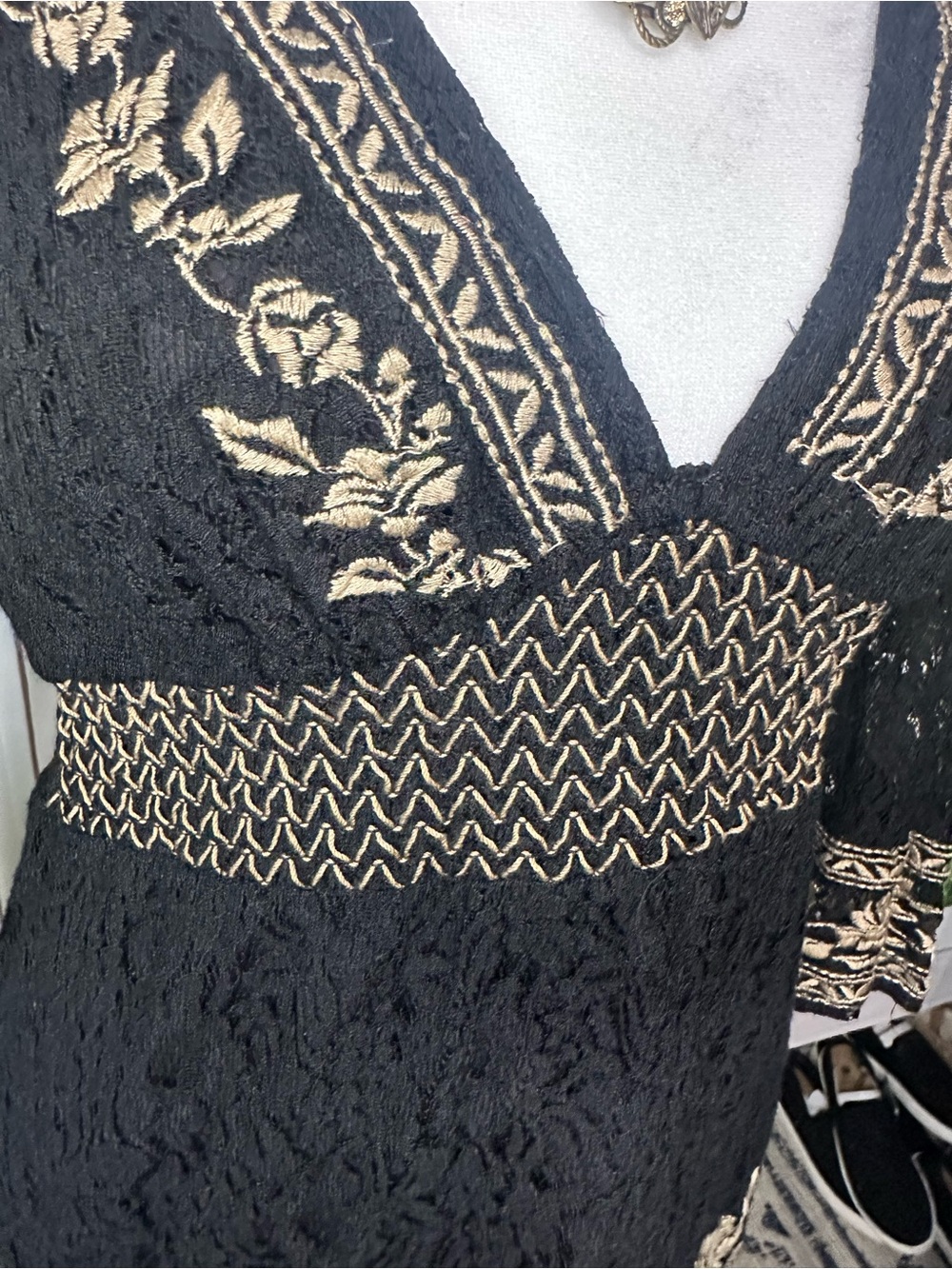 Flying Tomato Black Dress with Cream Embroidery - Picture 3 of 7